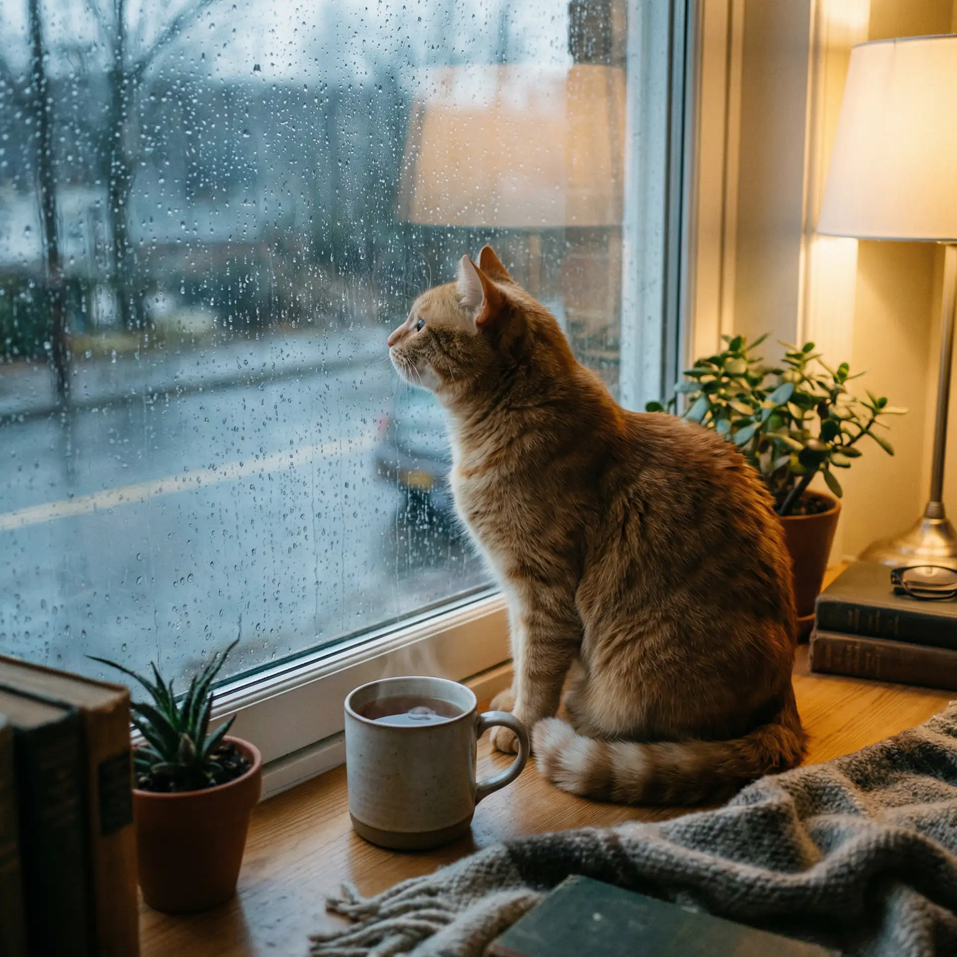 猫咪望着窗外的雨 - 蜜芽188.CNN.蜜芽